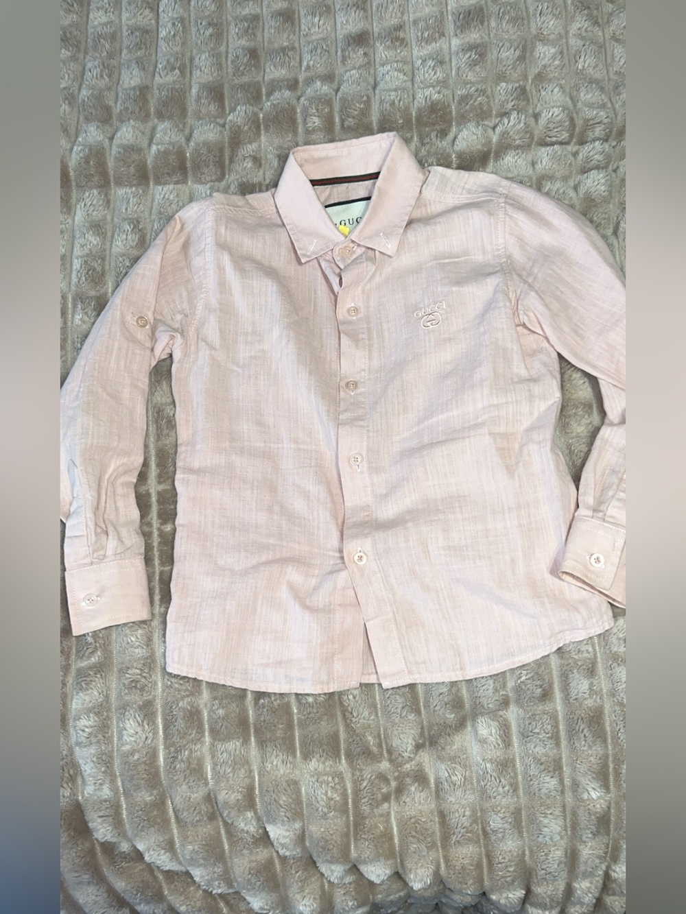 Girls Gucci Light Pink Kids Button-Down Shirt with Embroidered Logo
